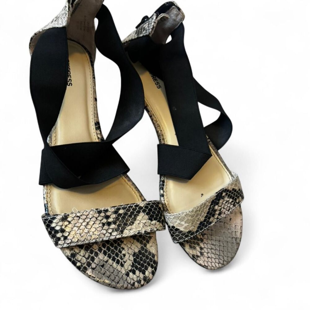 VINTAGE Express Snakeskin Print Strappy Elastic Sandals - Women's Size 9